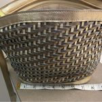 Bags by Marlo Gold and Brown Woven Crossbody Bag with Adjustable Strap Photo 3