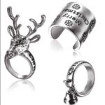 Christmas Holiday Silver 3 Piece Ring Set Size 6/7 Photo 0