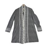 Chico's Jacquard Jacket Women Size 1 ( M) Black/White Geometric Abstract Photo 0