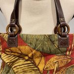 Relic Y2K woven vegan leather leaves colors wood accents zip top purse Photo 2
