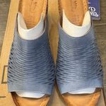Spring Step Women  Cunacena Blue Leather Wedge Heel Mule Sandal Size 41 US 9.5-10 Photo 0