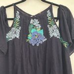 Free People  Blue Embroidered Beaded Tunic Top Boho Cottagecore Photo 7