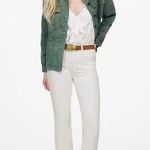 Madewell Kick Out Crop Jeans Pure White Stretch Mid Rise Flare Denim US 25 NWT Photo 0