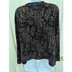 Elementz  Twinset Black Metallic Gold Bronze‎ Paisley Print Collarless Jacket 2X Photo 3