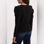 EXPRESS  Crew Neck Puff Long Sleeve Tee SMALL Black Blouse Top Photo 3