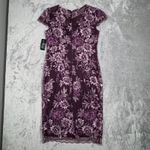 Alex Evenings  Dress Women 8 Plum Purple Floral Lace Sequin Sheath Cocktail Party Photo 2