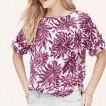 Loft Ann Taylor Dahlia Lightweight Blouse Winter Berry Floral XS Petite EUC Photo 0
