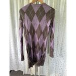 Plenty By Tracy Reese Brown Lavender Argyle Button Down Duster Long Cardigan S Photo 5