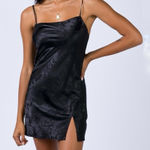 Princess Polly Norman Satin Floral Jacquard Mini Slip Dress Black 4 Photo 0