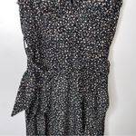 Lulus  Fashion Find Black Ditsy Floral Print Ruffled Faux Wrap Midi Dress Medium Photo 4