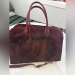 Elegant Burgundy Suede Handbag Brown Photo 12