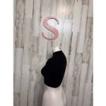 Black Ribbed Mock Neck Crop Top | Short Sleeve Fitted Stretch Shirt – Size Small Photo 1