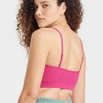 Colsie Women's Scoop Neck Crochet Bralette S Pink Photo 2