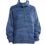Aerie 5/$65 Womens Sweater Sz S Blue Funnel Neck Quarter Zip Green Stripe Photo 2