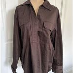 Madewell $88 Utility Stretch Slim Long Sleeve Shirt Top Dark Carob Sz S NS410 Photo 5