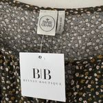 Paper Crane NEW!! Adorable Green Floral Long Sleeve Elastic Waist Mini Dress Photo 6