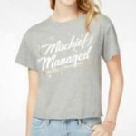 Harry Potter  Mischief Managed Cropped T Shirt Juniors XL Gray Raw Hem Photo 8