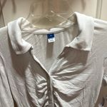 Old Navy  Womens Ribbed Ruched Button Front Collared Long Sleeve Top White Size M Photo 1