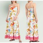Label of Love Maxi Dress‎ Medium Linen Blend Tropical Vacation Resort Fruit White Photo 1