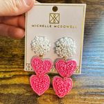 NWT Michelle McDowell Piper Pink Beaded Heart Earrings Photo 0