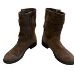 Garnet Hill Taupe Suede Buckle Accent Mid Calf Moto Boot, Sz 6.5 Photo 5
