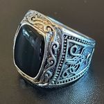 Sterling Silver Obsidian stone S925  ring size 8 Photo 2