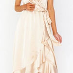 Show Me Your Mumu  Samantha Ruffle Wrap Dress Moss‎ Champagne Luxe Satin XS Photo 0
