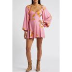 Free People NWT Francesca Floral Puff Long Sleeves Mini Dress Rose Pink Size Med Photo 1