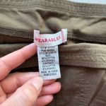 Wearables Olive Green Cotton Blend Ruched Detail Leggings Crop Pants Size L Photo 3