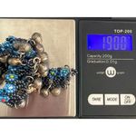 Vintage Beaded Anklet Metal Bells Flowers Bali Belly Dance 10" Estate 19g Blue Photo 4