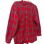 Eddie Bauer Top Womens Red Plaid Flannel Tunic Snap Front Shirt size medium Photo 8