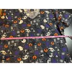 Womens XL Zoe & Chloe Halloween Ghost Pumpkin Short Sleeve Vneck Scrubs Uniform Black Photo 4