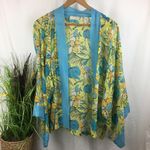 Marsh Landing  Blue & Yellow Floral Open Kimono NEW S Photo 0