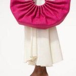 Cult Gaia ππ Banu Mini Tote Bag Raffia Half Moon ~ Qajar Rose Pink NWT Photo 0