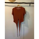 Lululemon Terracotta Pima Cotton Time to Restore Short Sleeve Wrap Shirt Size 8 Photo 1