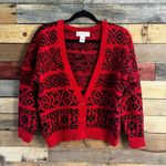 Paris Sport Club Red And Black‎ Button Front Crop Cardigan Size Small Photo 0