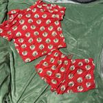 Red Cherub Print Cropped Pajama Set Size Large Photo 3