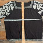 Layerz of Clothing Black Embroidered Blouse XL Rayon Floral Long Sleeve Bohemian Photo 4