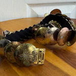 Korea brass metal disc concha elastic belt Silver Photo 0