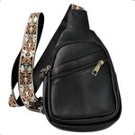 Telena Black Sling Bag Crossbody Purse Vegan Leather Fanny Pack Adjustable Strap Photo 13