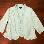 Talbots Ruffle Stretch Grace Fit Jacket Blazer 14 Mint green pockets Photo 0