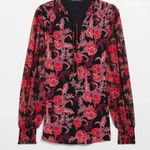 White House | Black Market Floral Matte-Jersey Tunic Blouse Size Medium M WHBM Photo 6