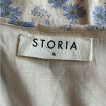 Storia  boho short sleeve floral beige ruffle smocked preppy midi dress sz medium Photo 1