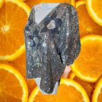 Women's Multicolored Floral Sequin Pure Silk V Photo 3