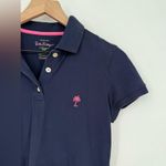 Lilly Pulitzer Short Sleeve Island Polo Shirt Women's S Blue Palm Photo 3