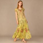 Johnny Was NWOT Arisoe Floral Mesh Embroidered Maxi Dress Green Orange Size S Photo 0