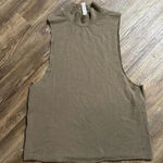 Alo Yoga  Move Olive Green Mock Neck Athletic Lounge Crop Tank Top French Terry S Photo 3