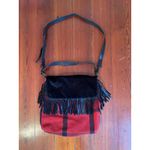 Denim & Supply Ralph Lauren Fringe Crossbody Bag Buffalo Plaid Wool & Leather Photo 4