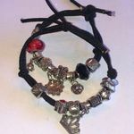 2 Black Stretchy Silver Tone Boho Charm Bracelets Photo 0