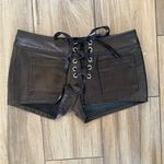 New! EB Denim Leather Micro‎ Lace Up Shorts Black Sz 25 $500 Photo 9